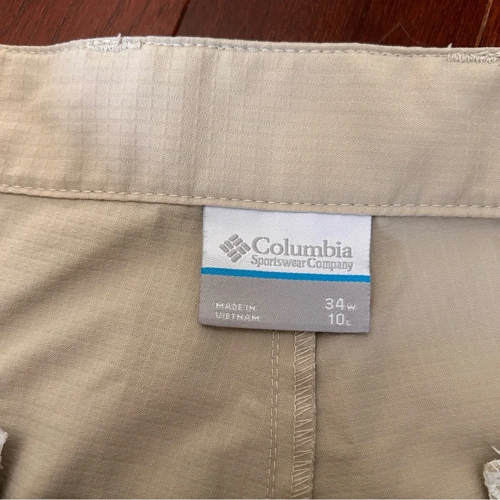 Columbia PFG Cargo Shorts Men’s Size 34 Beige 10” Inseam Fishing Performance